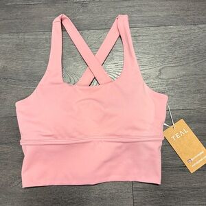 Active By Teal Agile Cropped Tank Sports Bra in strawberry
